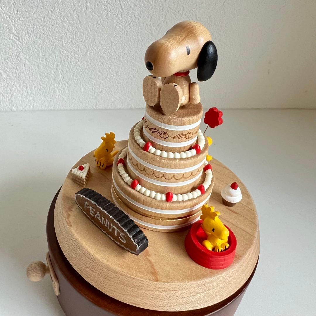 PEANUTS SNOOPYスヌーピー 木製オルゴール 誕生日ケーキ2014