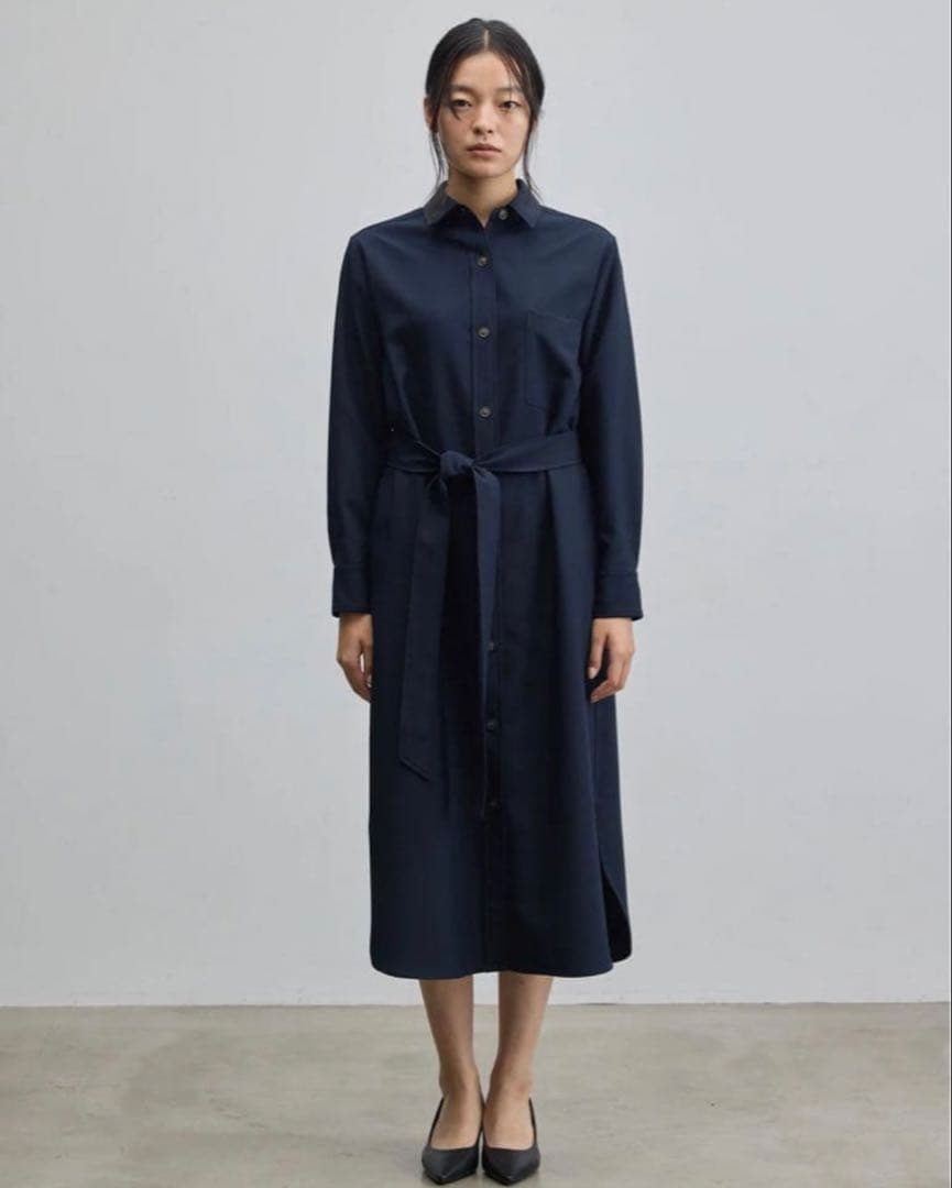 SOEJU ソフトオックスシャツワンピース ネイビー
