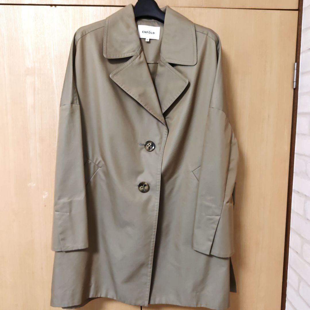 美品　ENFOLD ベージュ コクーンコート38