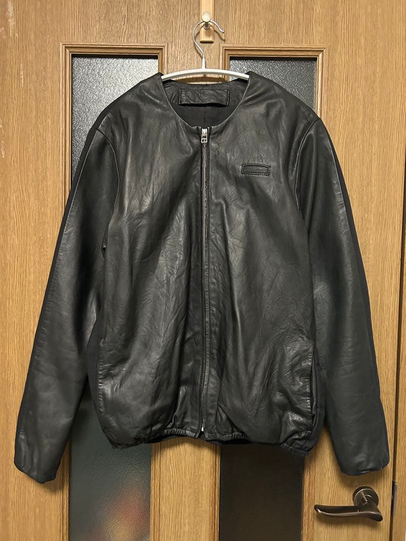 Dulcamara 異素材シングルラムレザージャケット　ブラック