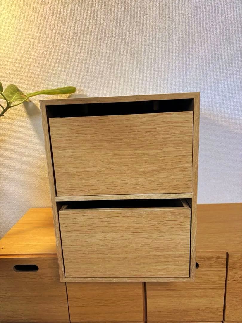 ☘️送料込⭐️美品⭐️２個セット⭐️廃盤希少⭐️無印良品⭐️木製収納ケース⭐️引出式4段 2段