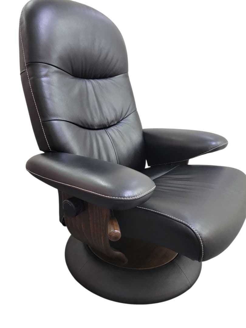 【廃盤希少】カリモク 高級本革 リクライニングチェア レザー 椅子