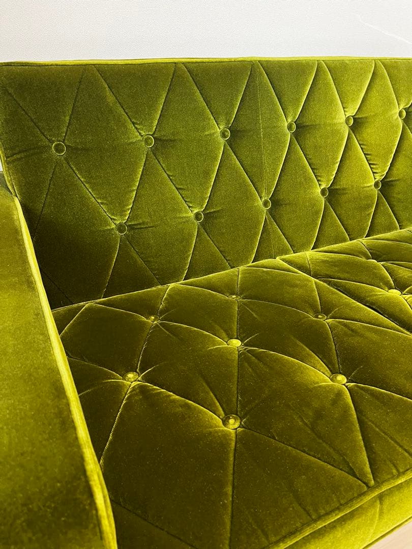 カリモク60 モケットグリーン ロビーチェア 2シーター ソファ