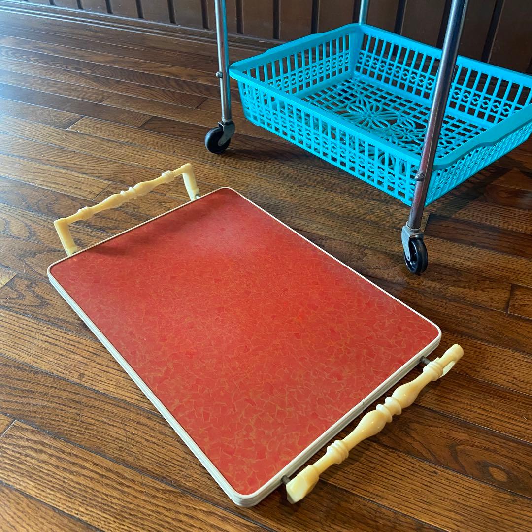 昭和レトロ　キッチンワゴン　トレー　レトロポップ　キャスター付き　当時物