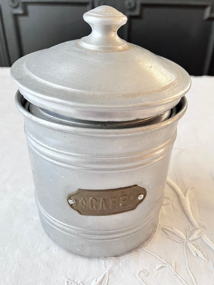 【美品】フランスアンティーク アルミキャニスター 4点セット[3869]