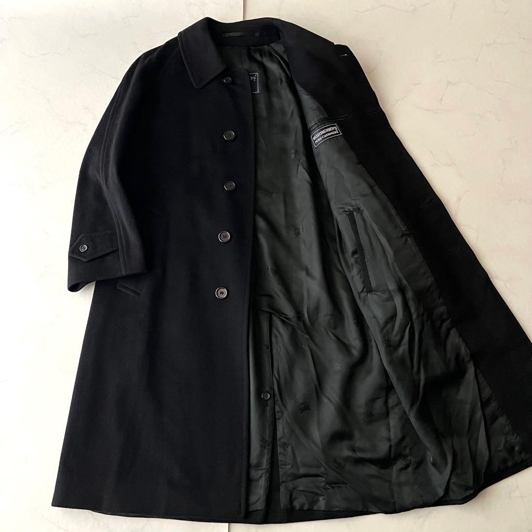 バーバリー カシミヤ100% バルマカンコート イングランド製 ダークネイビー