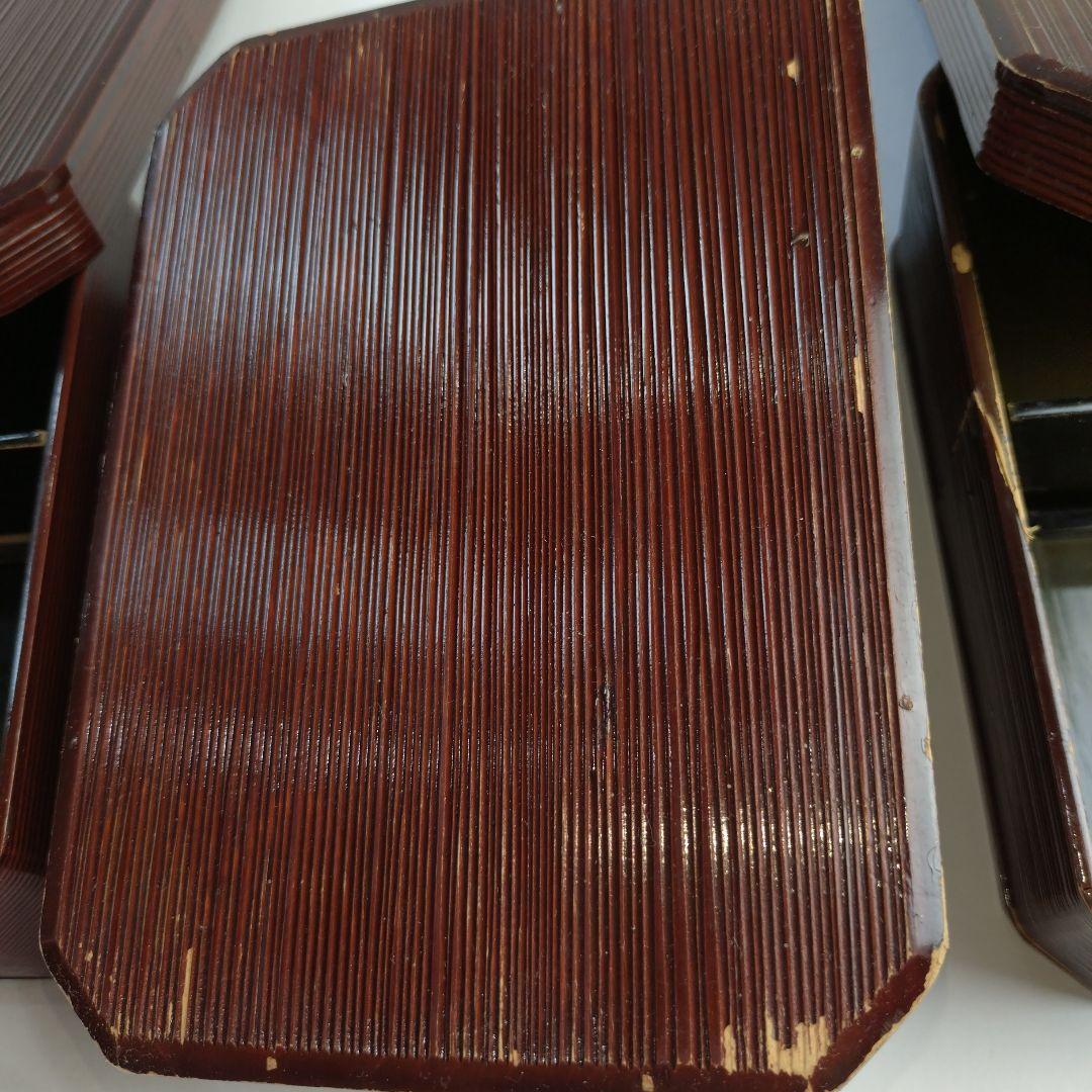 希少　アンティーク　おかもち　伝統的な木製　4段　弁当箱