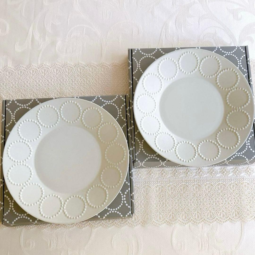 【新品未使用】 ミナペルホネン タンバリン ホワイト ペアプレート Lサイズ