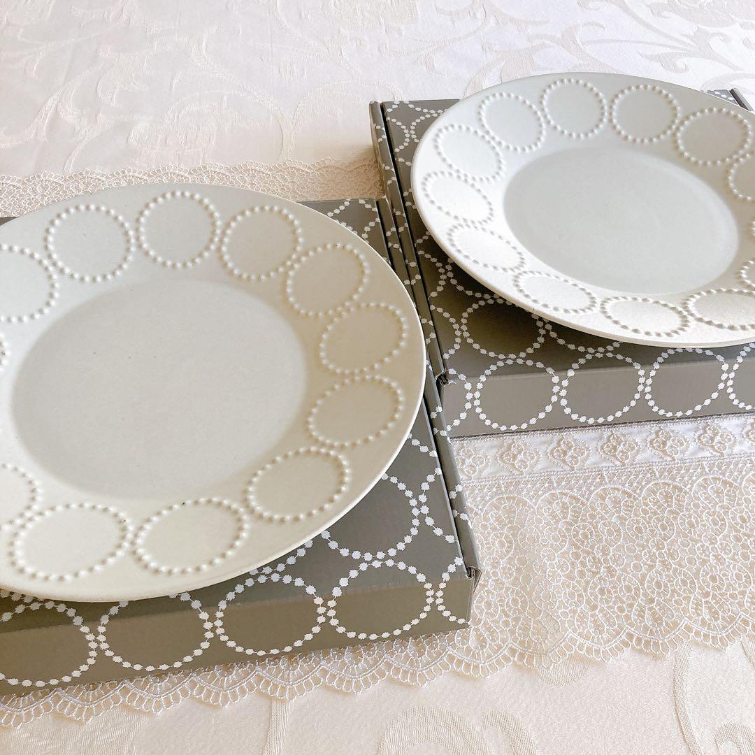 【新品未使用】 ミナペルホネン タンバリン ホワイト ペアプレート Lサイズ