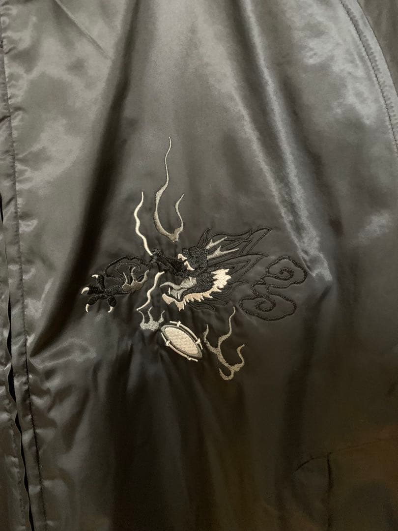 adidas ブラック オールブラックススカジャン ドラゴン刺繍