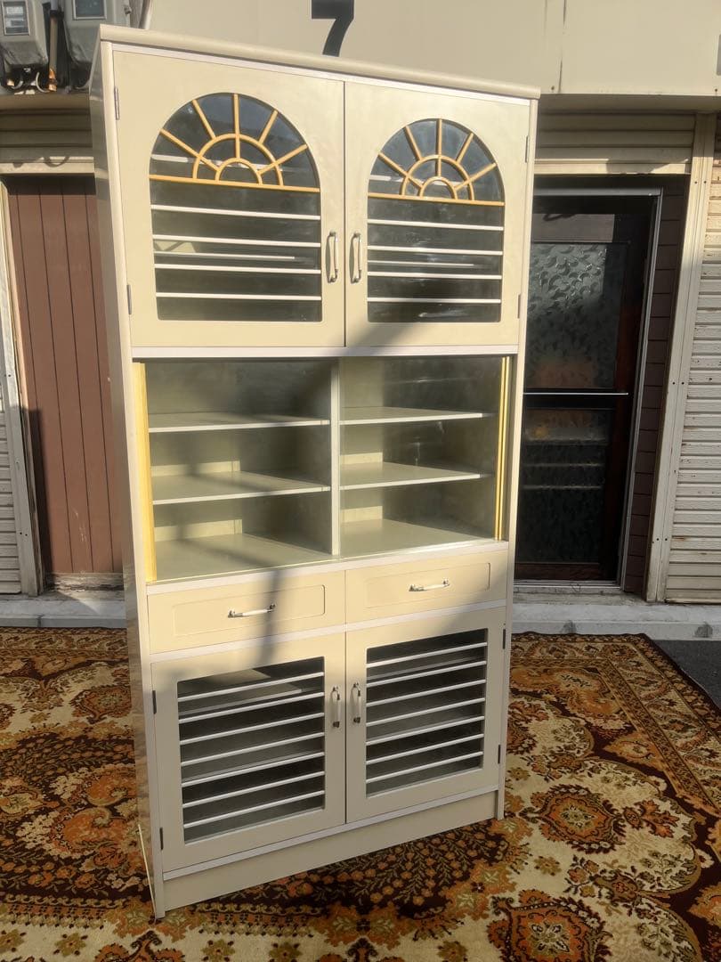 飾り棚 アーチ 食器棚 昭和レトロ レトロポップ 当時物インテリア 白 ホワイト