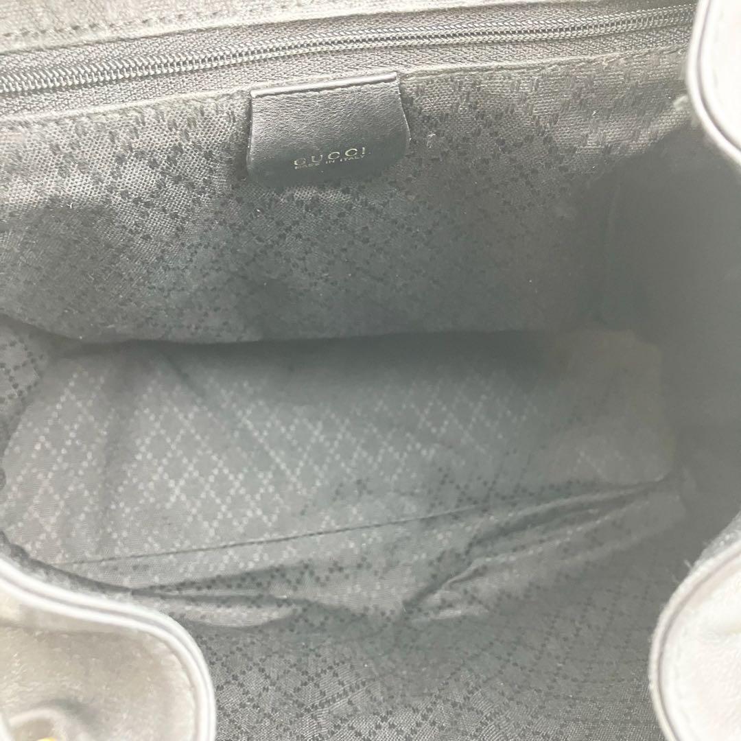 グッチ バンブー リュック バックパック レザー リュックサック 巾着 ブラック