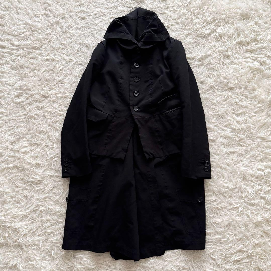ブラックコムデギャルソン AD2014　ロングコート　 黒　ポリ縮　レイヤード