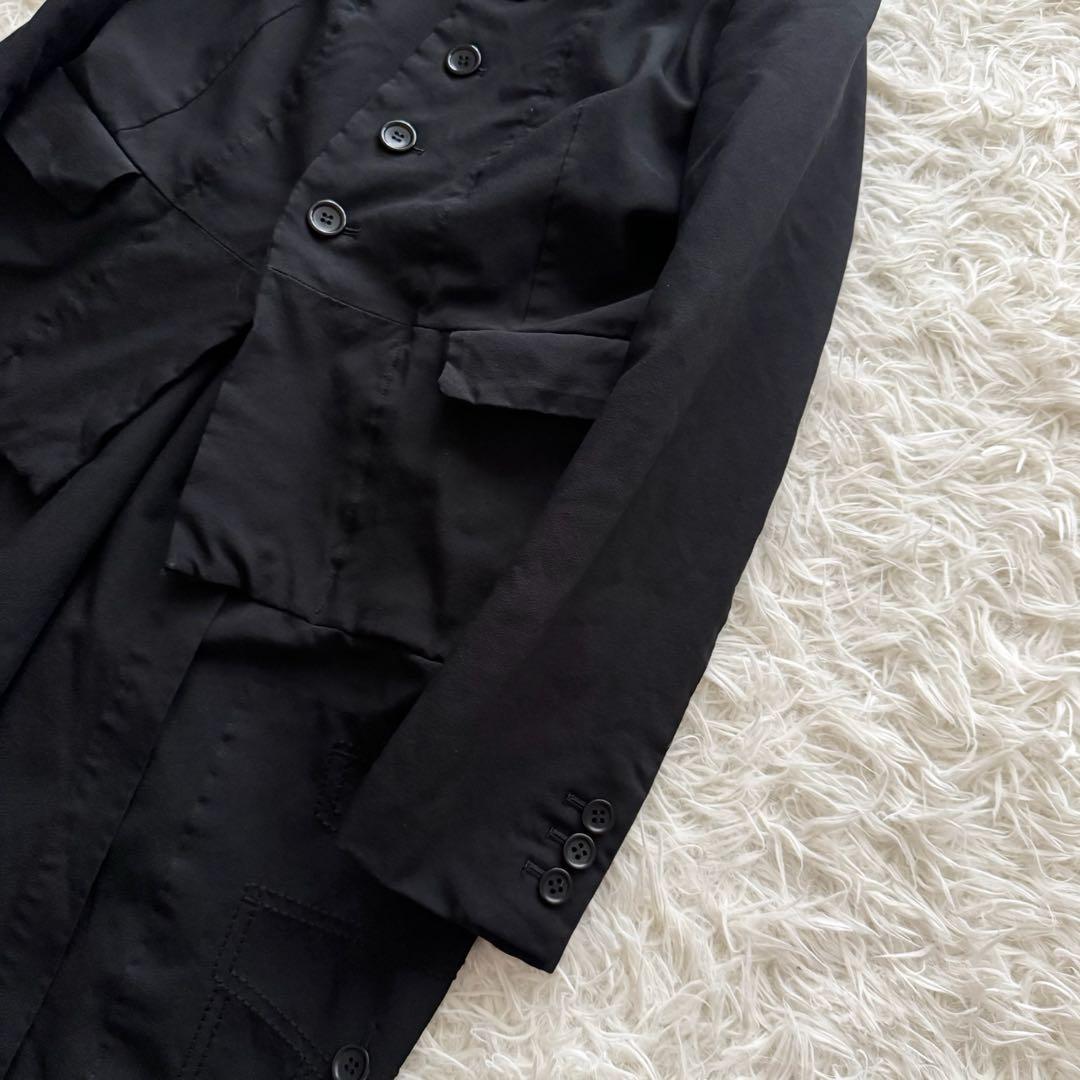 ブラックコムデギャルソン AD2014　ロングコート　 黒　ポリ縮　レイヤード