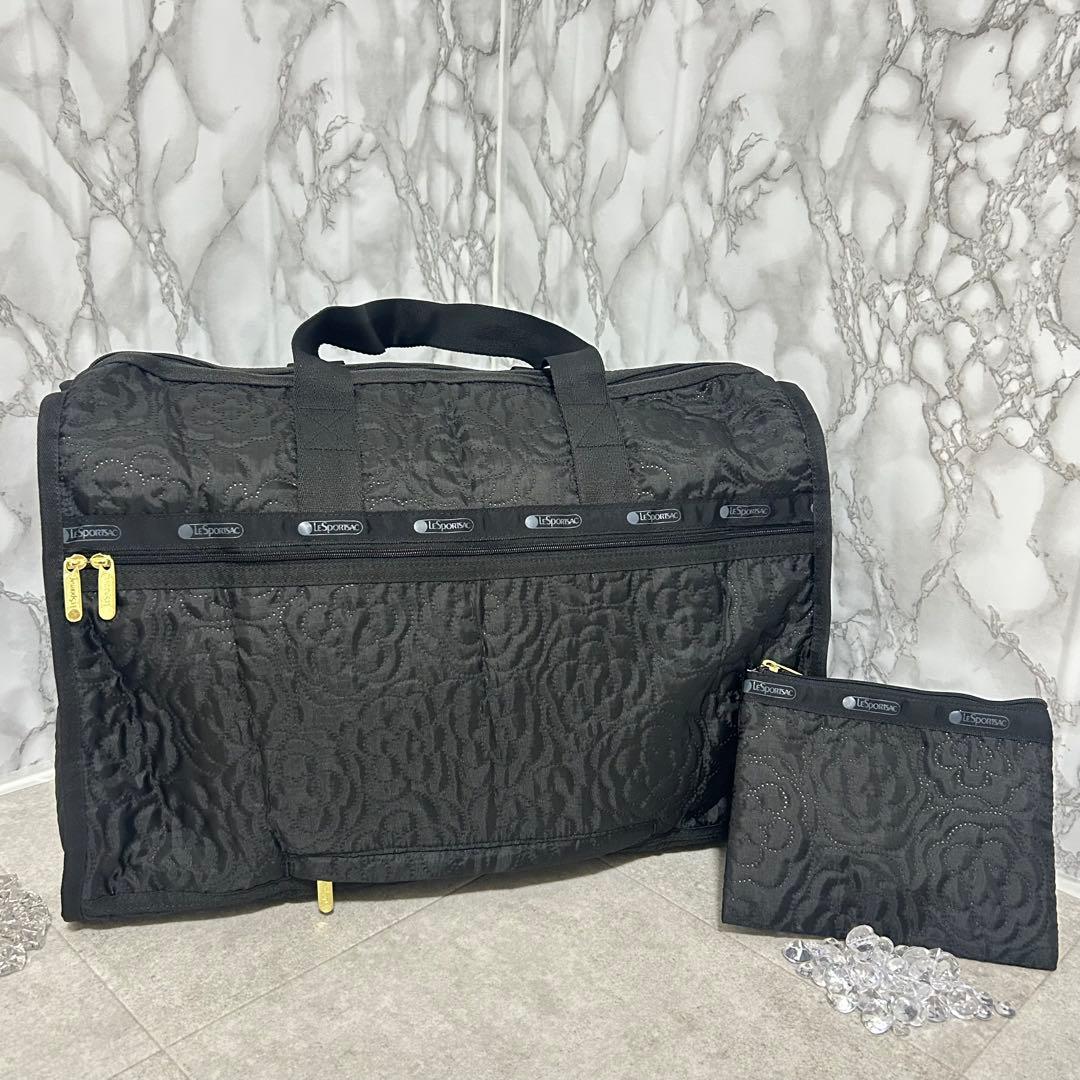 レスポートサック　パフィーブロッサムズ　ブラック花柄　ボストンバッグ　新品未使用