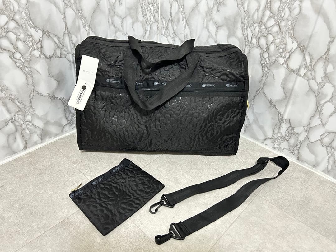 レスポートサック　パフィーブロッサムズ　ブラック花柄　ボストンバッグ　新品未使用