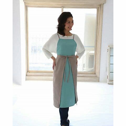 エレグランス バイカラーエプロン リネン100%