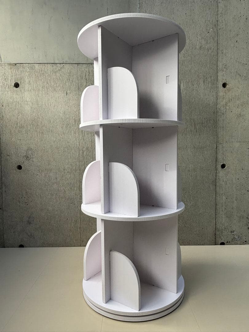 円柱型ホワイト4段本棚