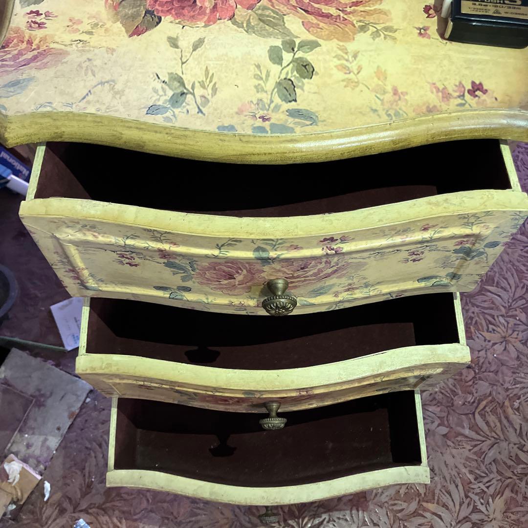 花柄木製タンス 3引き出し