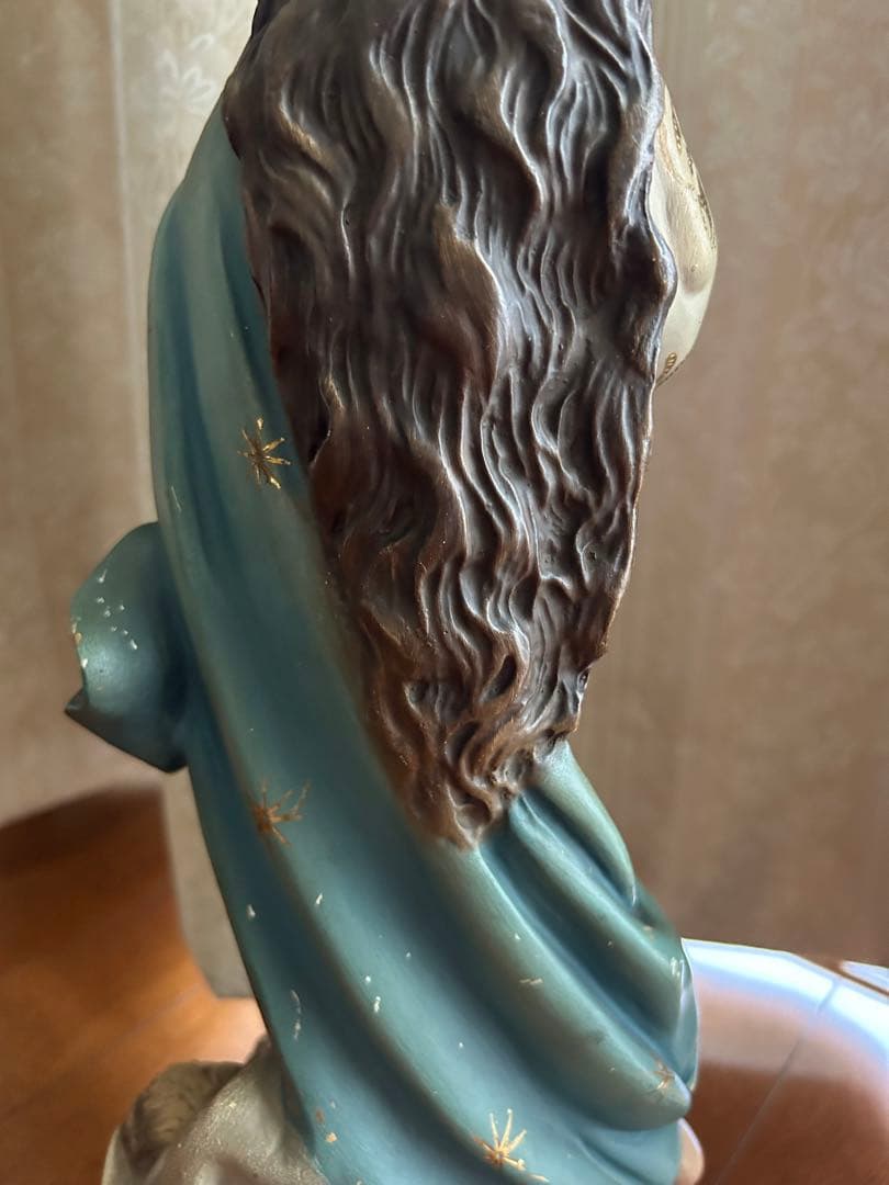 【超超希少美46.5cm】✞無原罪の御宿り 胸に手を当てる聖母マリア像　宗教彫刻
