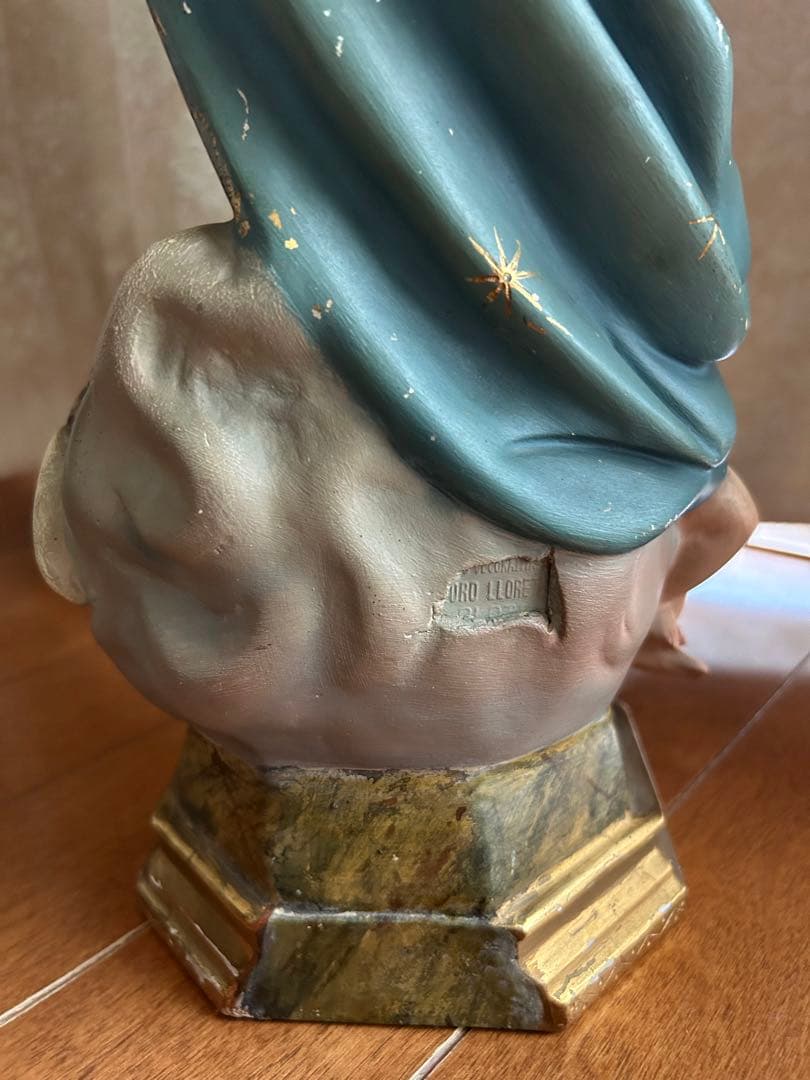 【超超希少美46.5cm】✞無原罪の御宿り 胸に手を当てる聖母マリア像　宗教彫刻