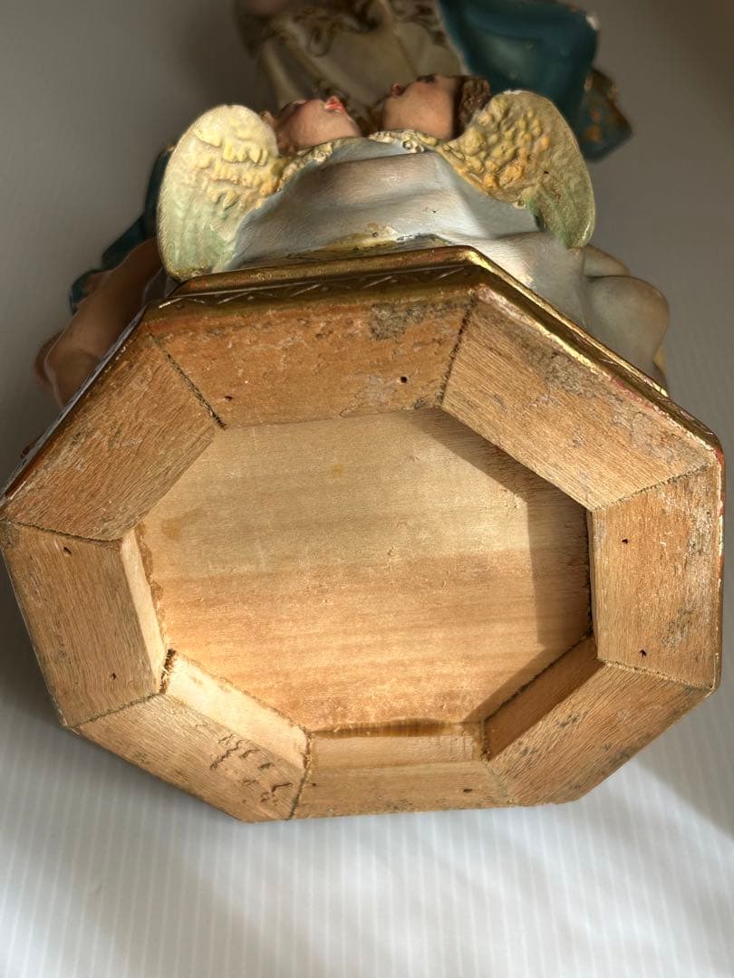 【超超希少美46.5cm】✞無原罪の御宿り 胸に手を当てる聖母マリア像　宗教彫刻