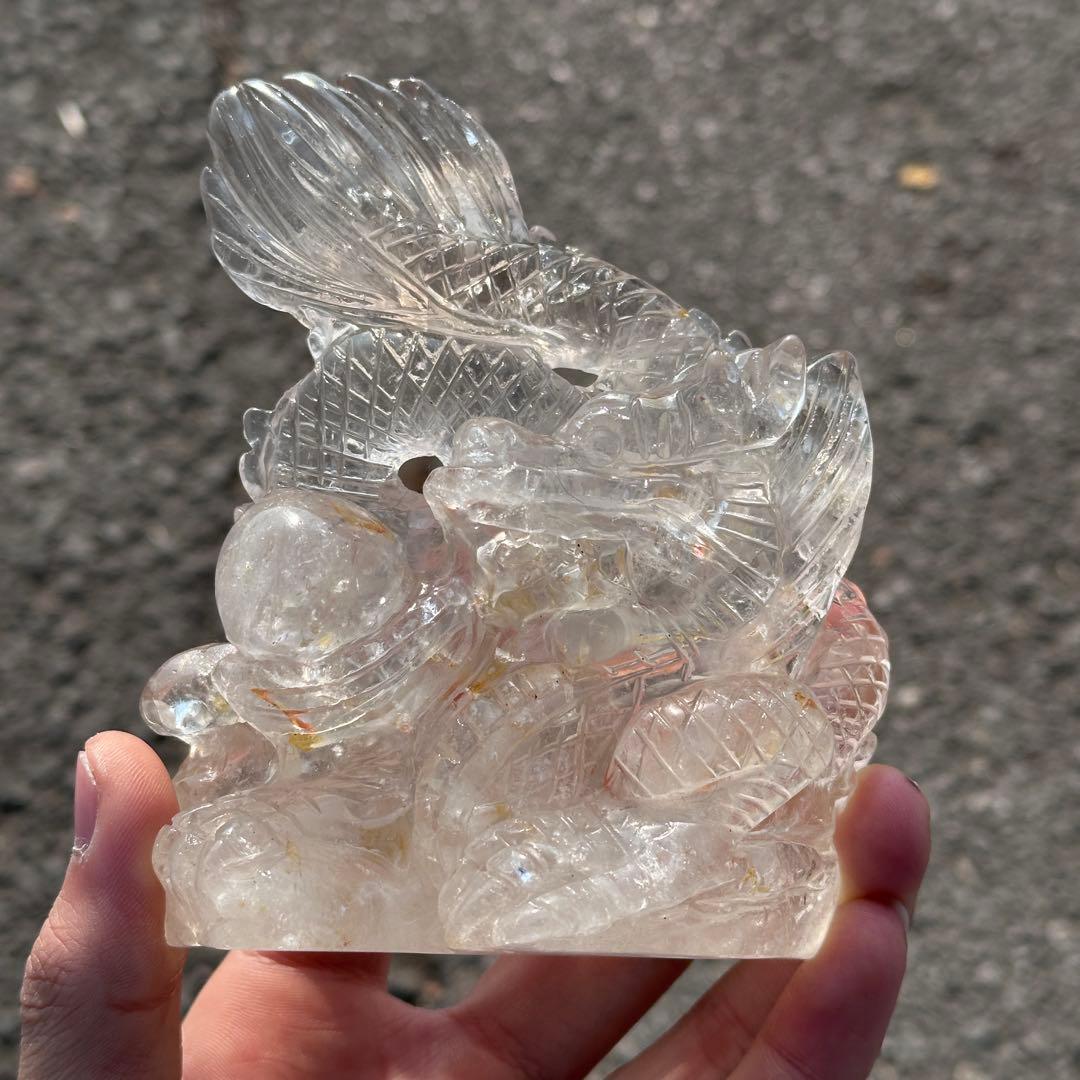 天然石水晶の龍　置物　ご購入前に在庫確認必要G.218