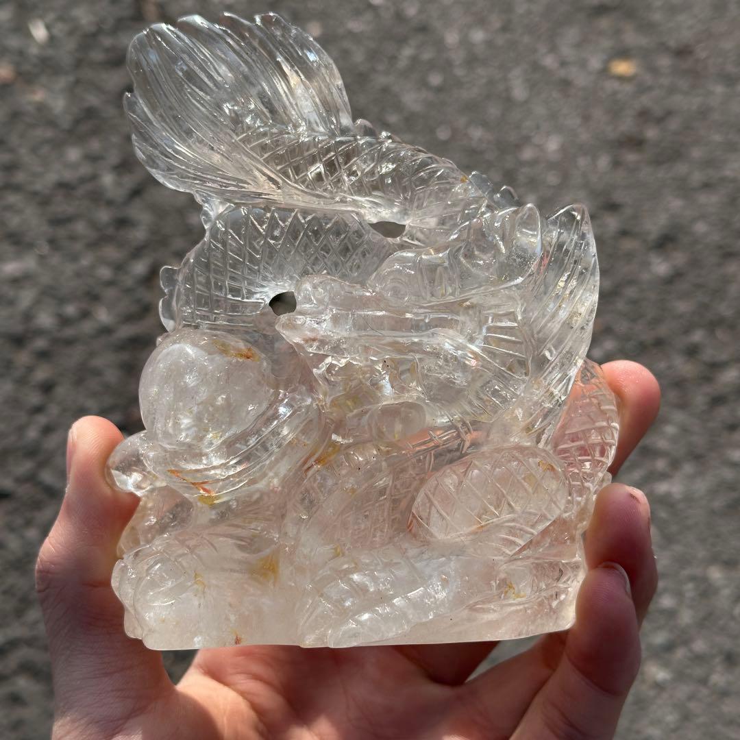天然石水晶の龍　置物　ご購入前に在庫確認必要G.218