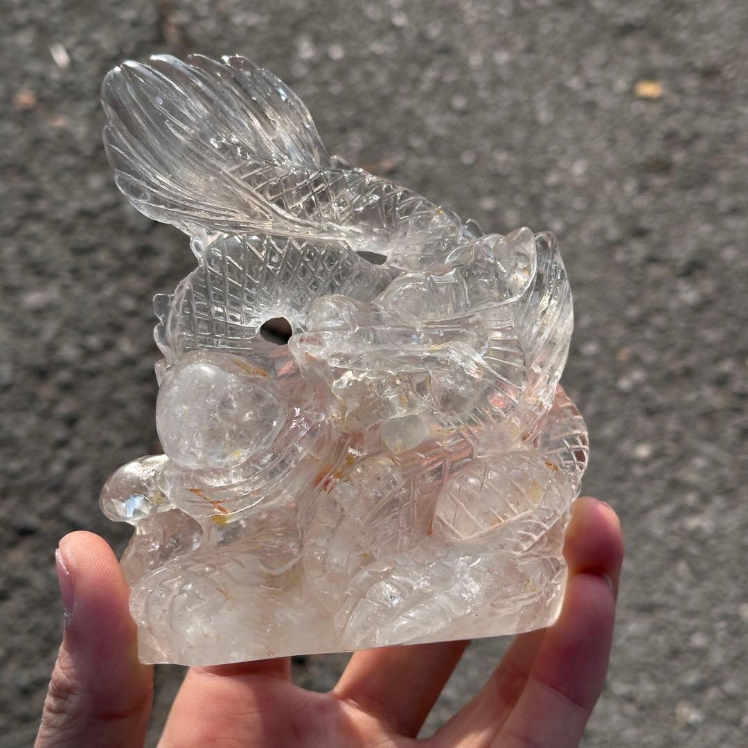天然石水晶の龍　置物　ご購入前に在庫確認必要G.218