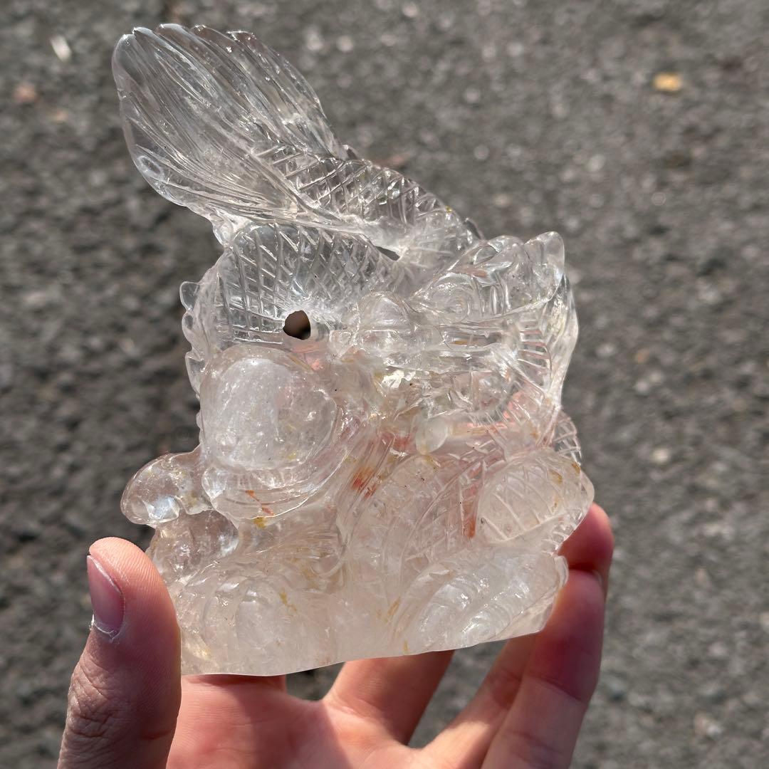 天然石水晶の龍　置物　ご購入前に在庫確認必要G.218