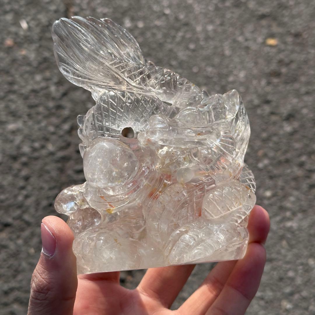 天然石水晶の龍　置物　ご購入前に在庫確認必要G.218