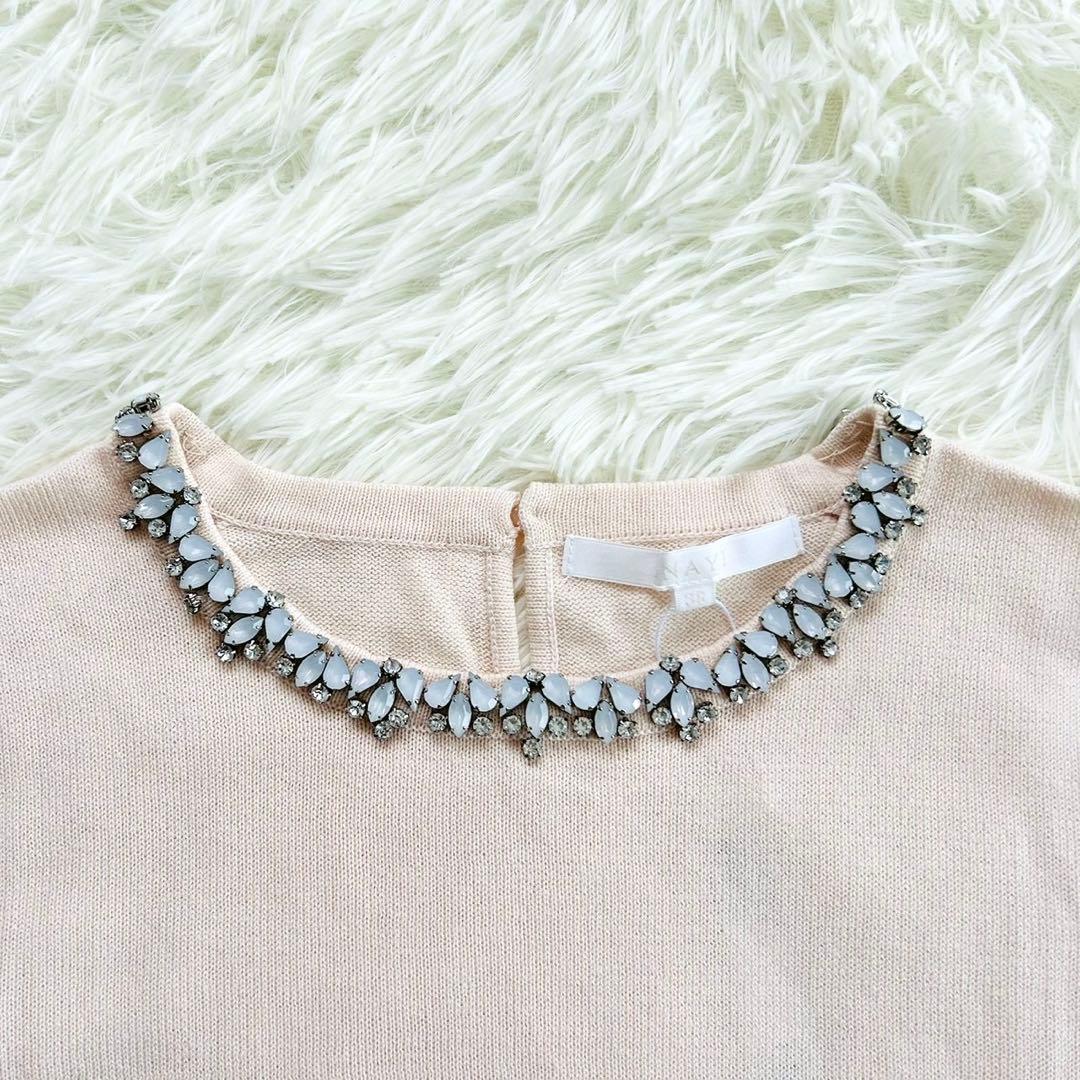 【新品未使用・タグ付】ANAYI アナイ ビジュー装飾 ニット 七分袖 M 38