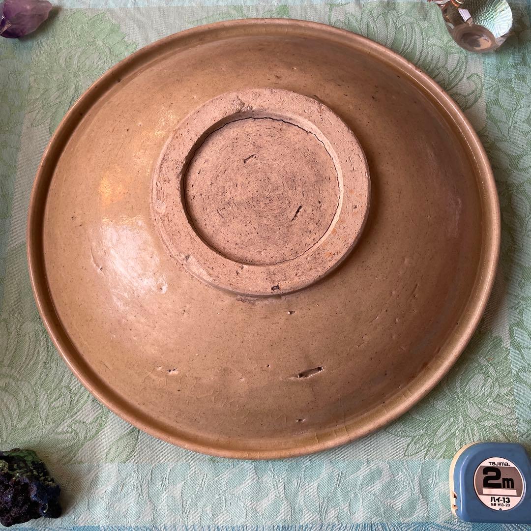 江戸時代　古瀬戸　山水図　松に東屋（あずまや）」図　石皿