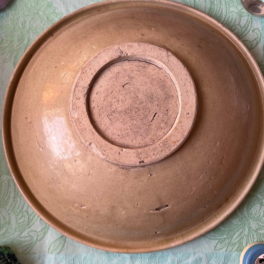 江戸時代　古瀬戸　山水図　松に東屋（あずまや）」図　石皿