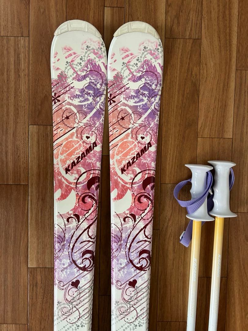 KAZAMA 152cm レディース　スキー板　ストック