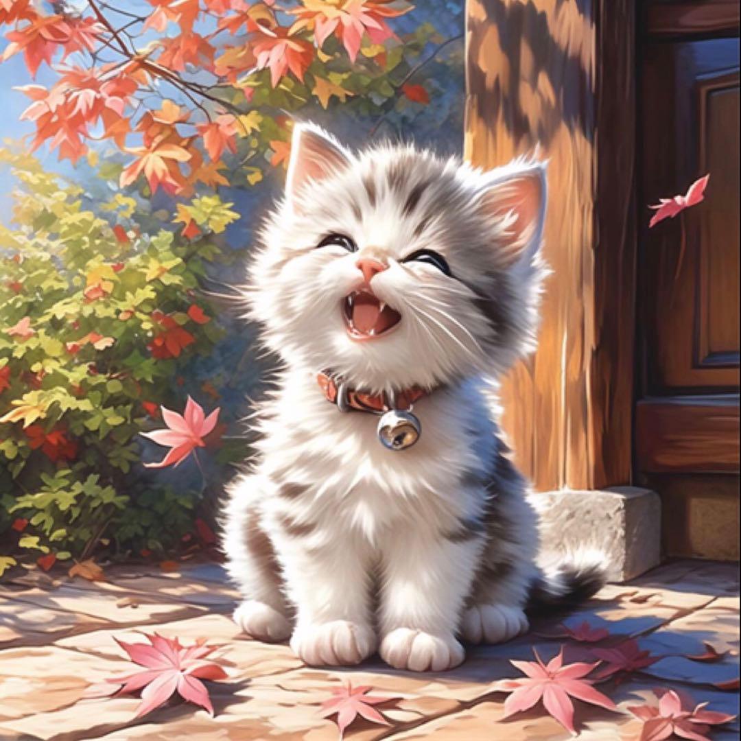 猫ちゃんパネル生地ハンドメイド★クロム