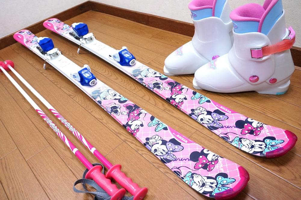 メンテ済 138cm 靴24cm HART ミニーちゃん柄 スキーセット