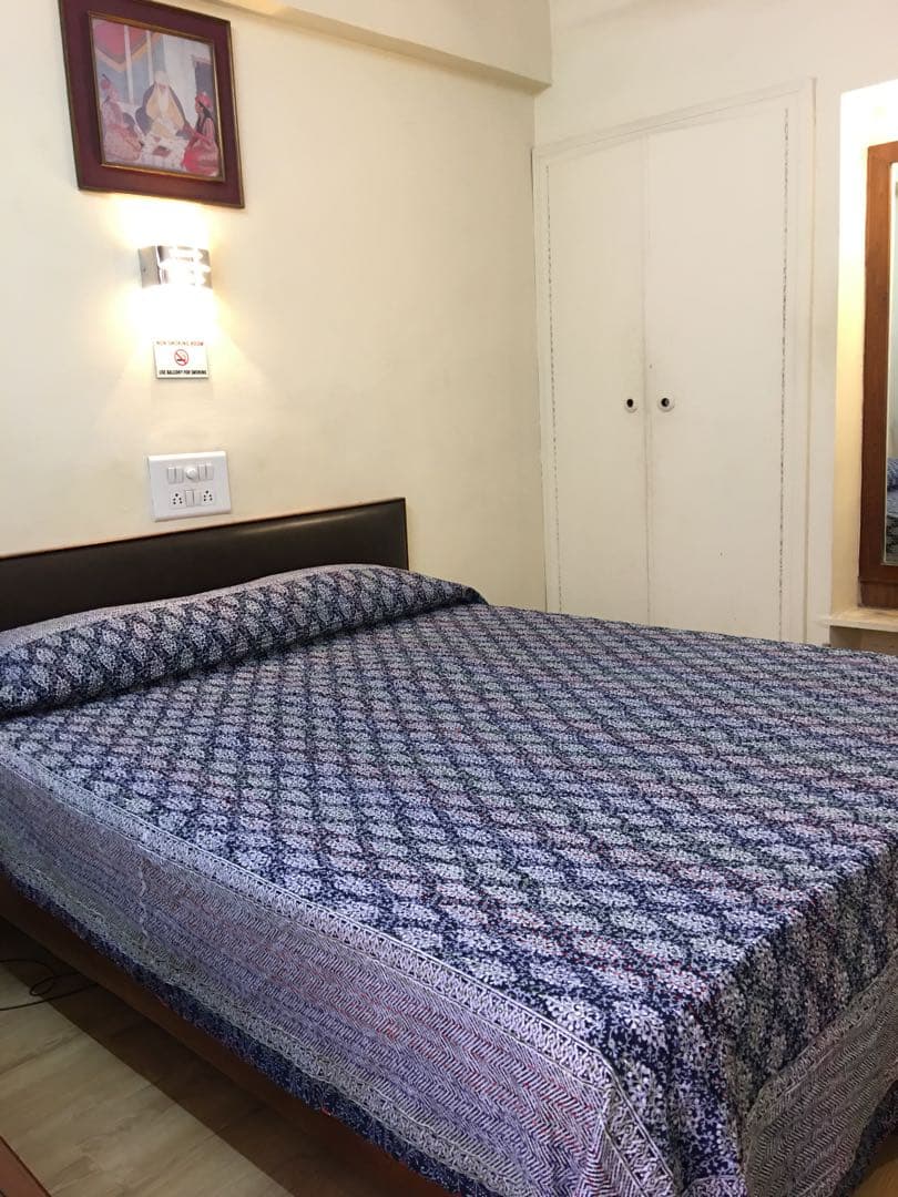 ブロックプリント　パッチワーク　マルチカバー  ベットカバー