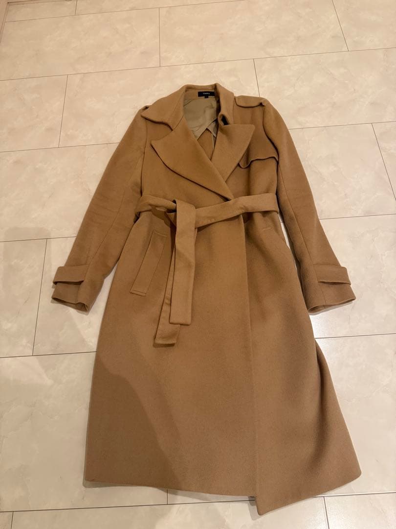 Theory ベージュ ロングコート ベルト付き
