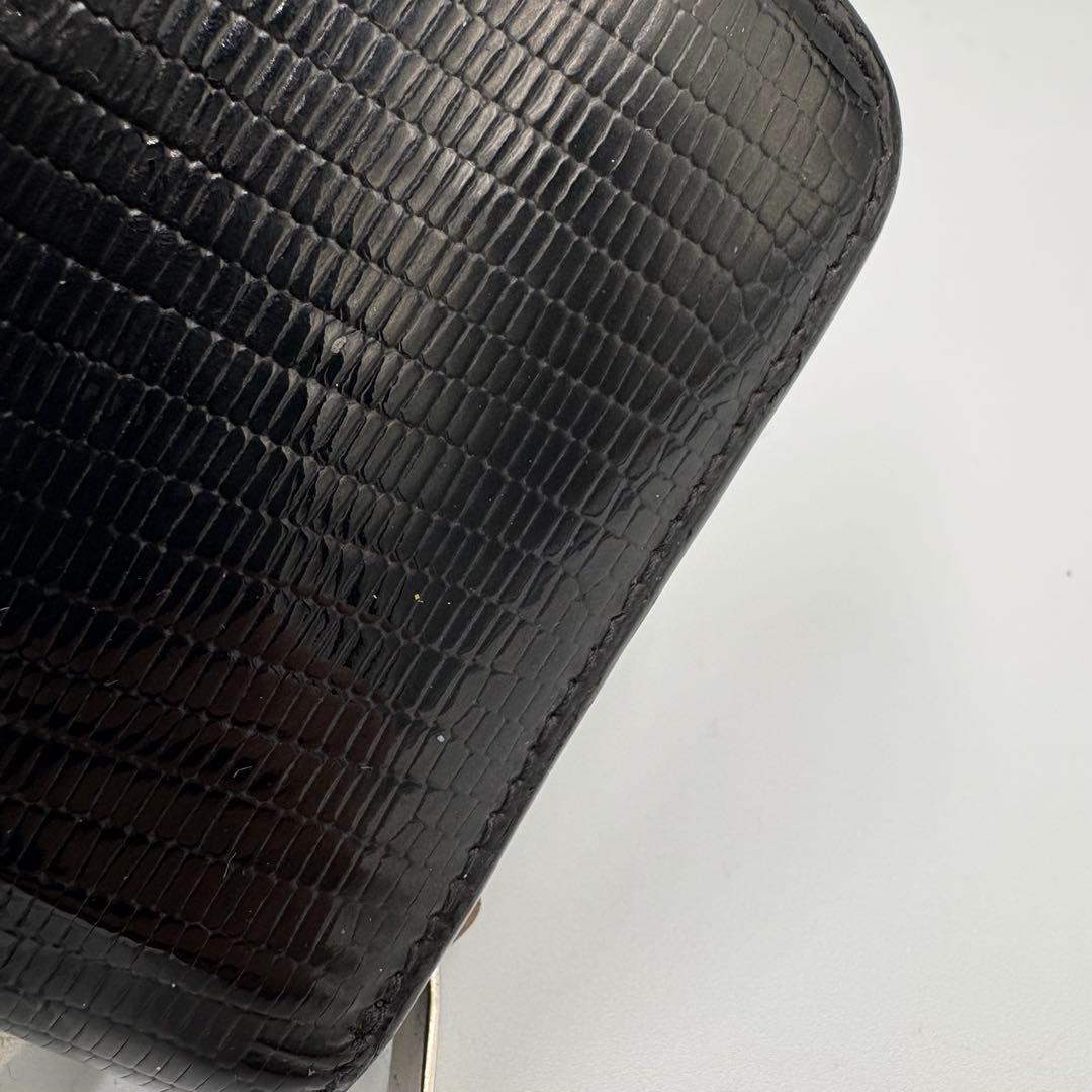 イヴ・サンローラン　YSLロゴ　カサンドラ リザード柄 ジップウォレット 財布