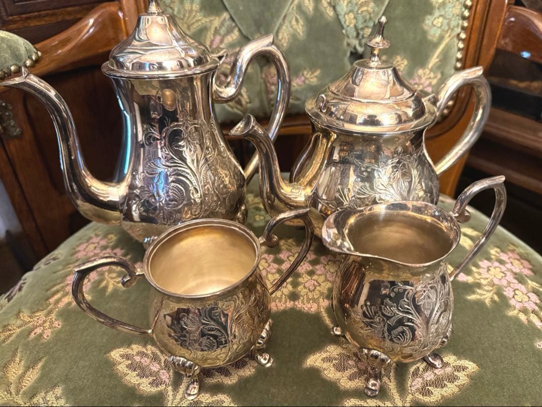 英国 ティーセット 4点 ティーポット シルバープレート アンティーク