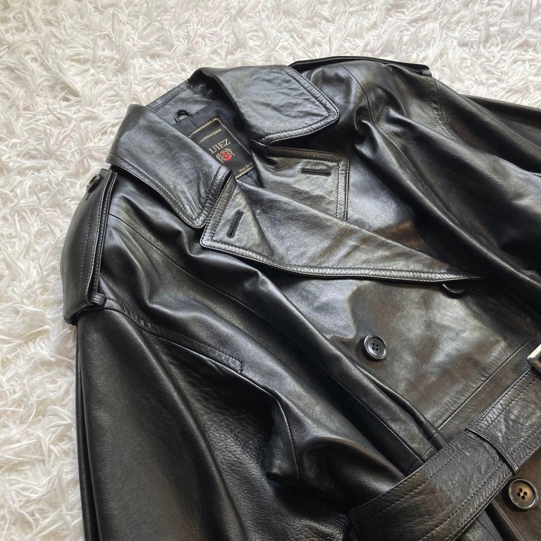 K プロフご覧ください‼️様 LUIEZ ラムレザー ベルト コート 9 M 黒