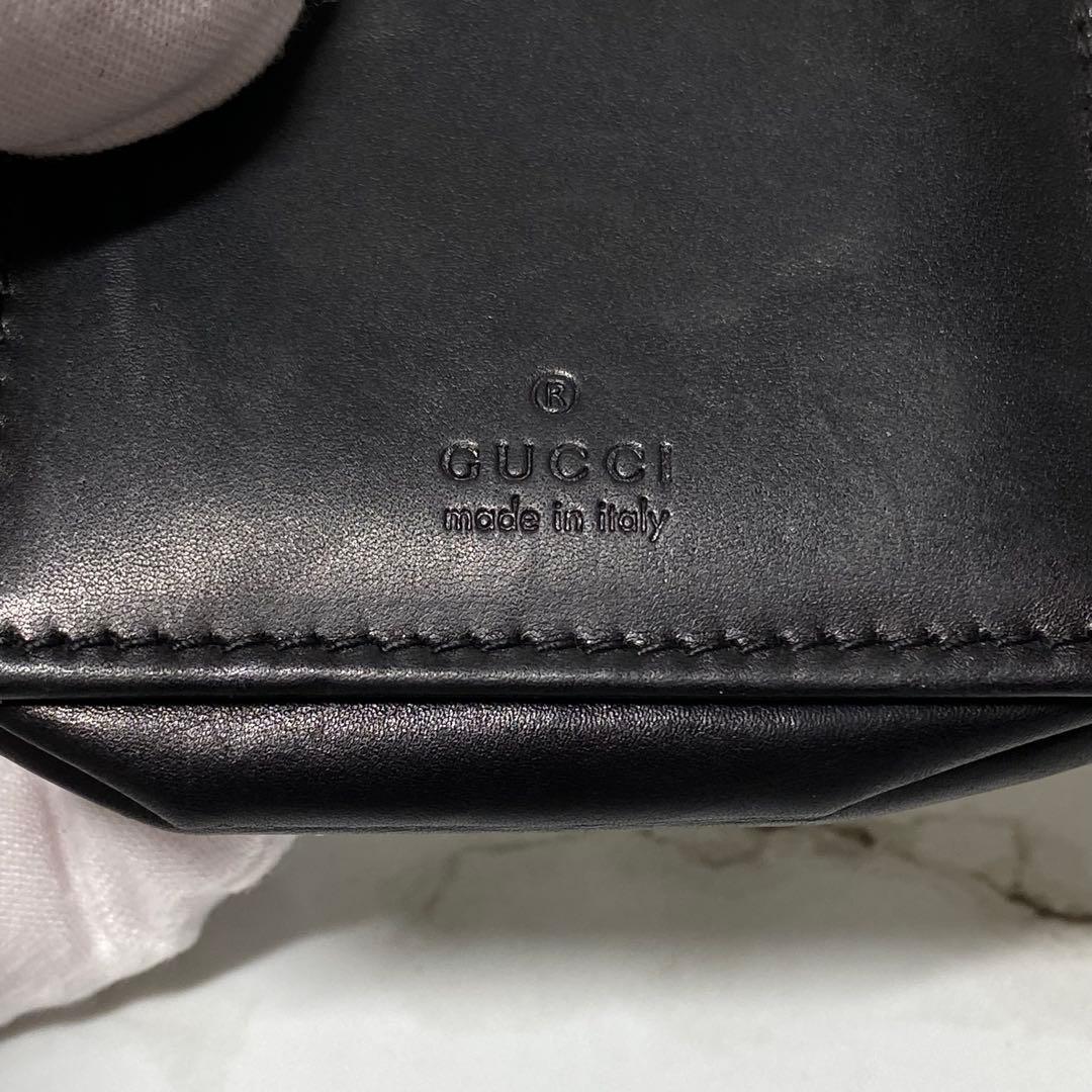 GUCCI グッチ ケース 小銭入れ スクエア レザー 本革 ブラック