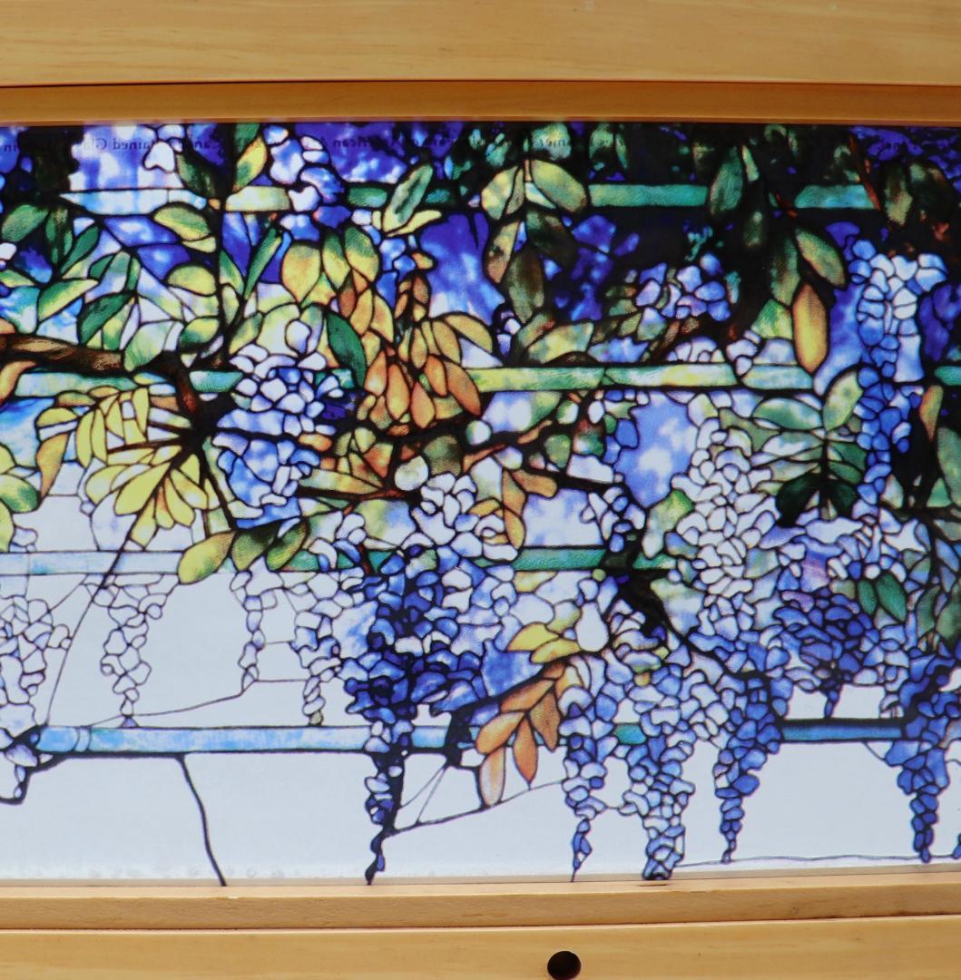 ティファニー ローレルトンホール 木製フレーム ヴィンテージ ステンドグラス 藤