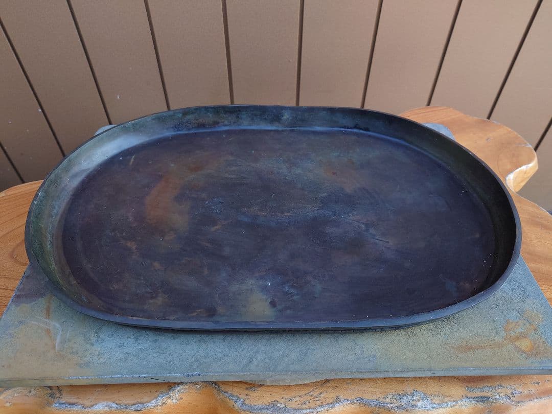 盆栽　鉢　銅水盤　大明宜徳　幅49.5cm