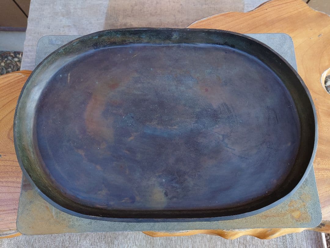 盆栽　鉢　銅水盤　大明宜徳　幅49.5cm