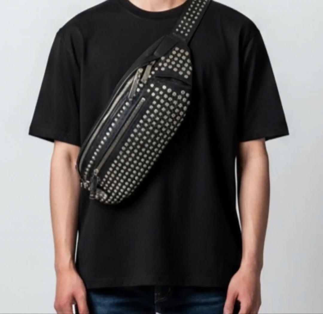 パトリックステファン スタッズ レザーボディーバッグ ブラック 本革 y2k