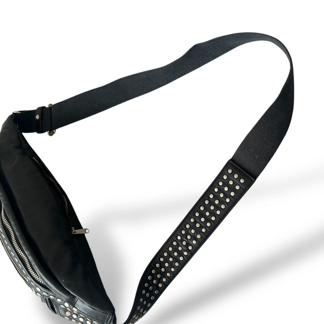 パトリックステファン スタッズ レザーボディーバッグ ブラック 本革 y2k