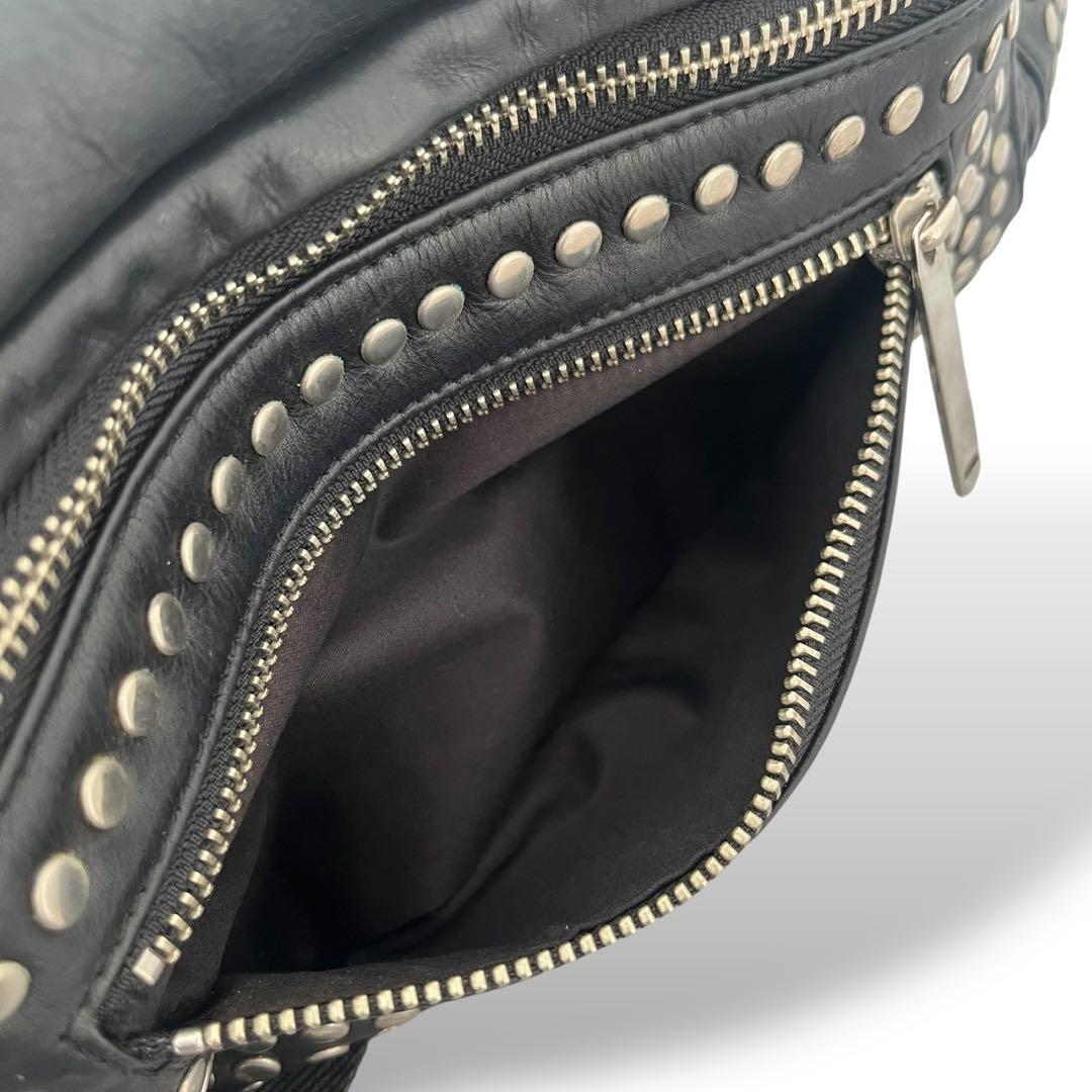 パトリックステファン スタッズ レザーボディーバッグ ブラック 本革 y2k