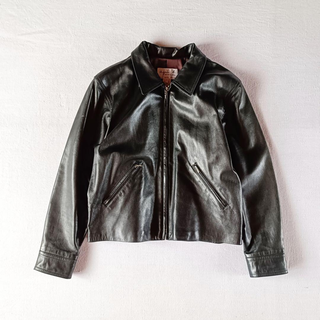90s フランス製 agnes b special 短丈 レザージャケット